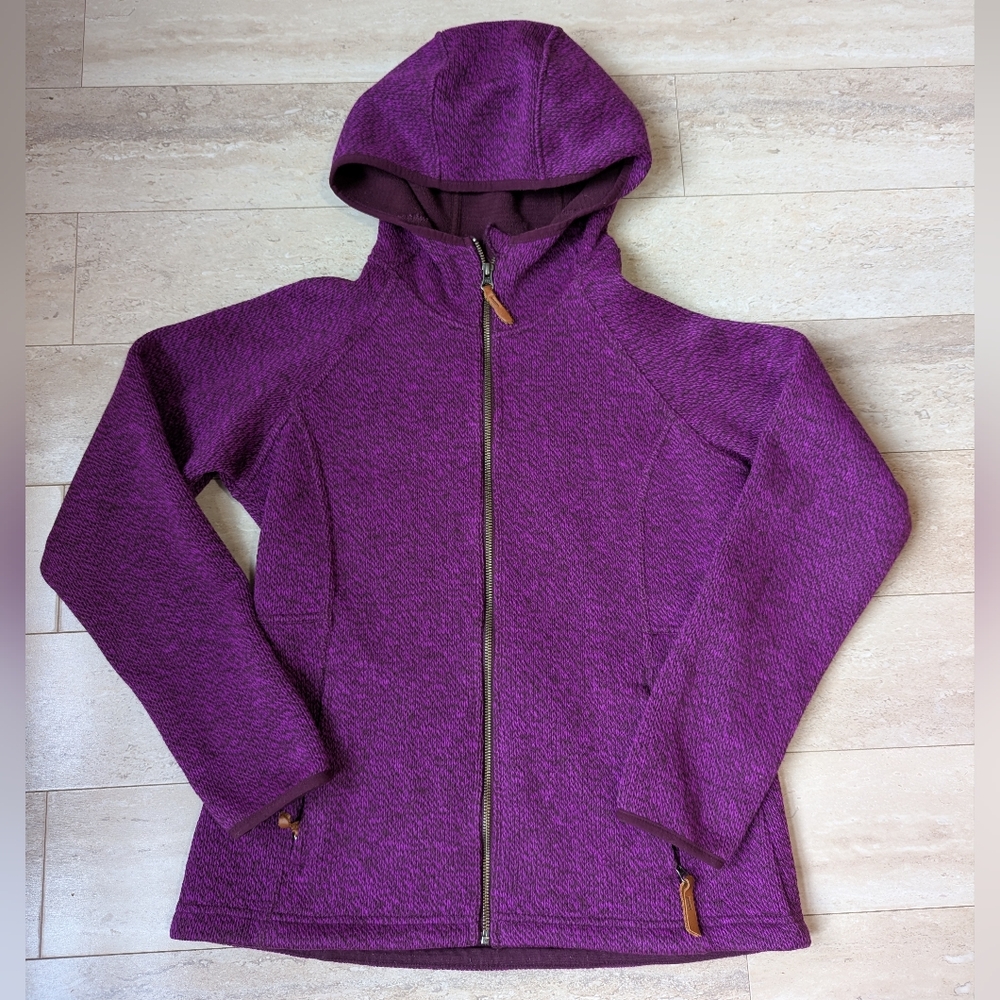 Columbia Purple Knit Hoodie Zip Up Sweatshirt Fleece Lined Size Medium